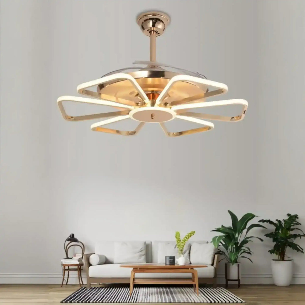 (TLD) Golden Spider Ray Retractable Fan Chandelier