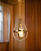 (TLD) 1 Light LED Gold Brass Amber Glass Pendant Light