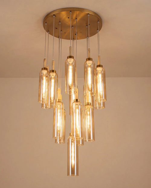 (TLD) Tiered Tube Chandelier - Smoke - 10 Lights