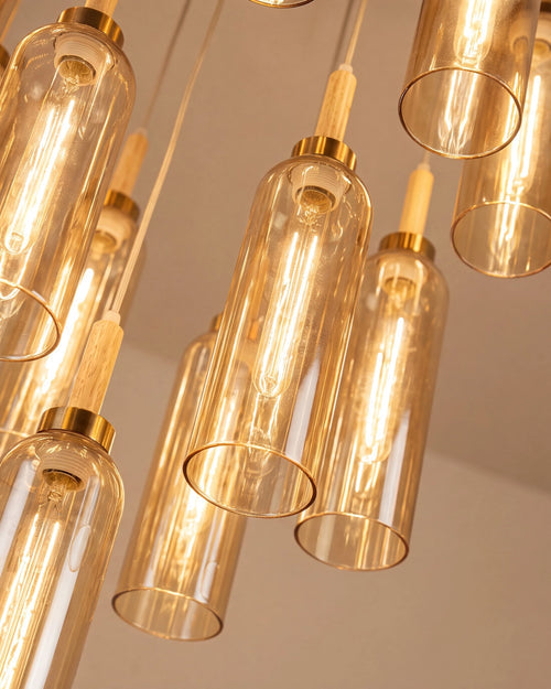 (TLD) Tiered Tube Chandelier - Smoke - 10 Lights