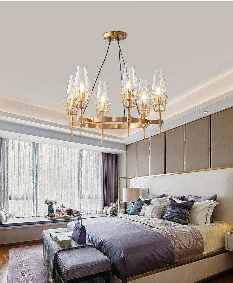 (TLD) CROWN 6-Light Modern Crystal Chandelier - Gold