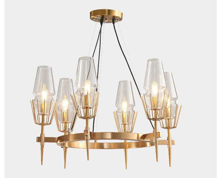 (TLD) CROWN 6-Light Modern Crystal Chandelier - Gold