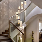 (TLD) Modern Bamboo Crystal Staircase Long Chandelier 16 lighst