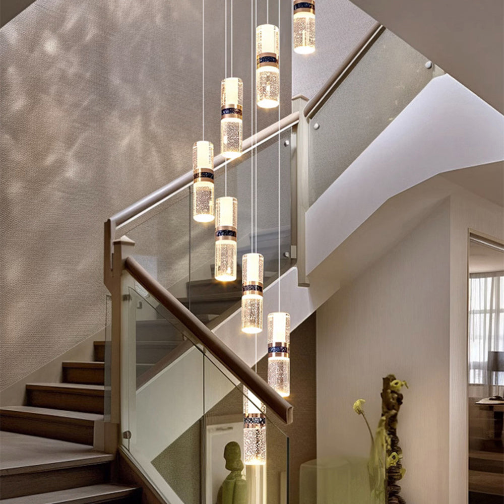 (TLD) Modern Bamboo Crystal Staircase Long Chandelier 16 lighst