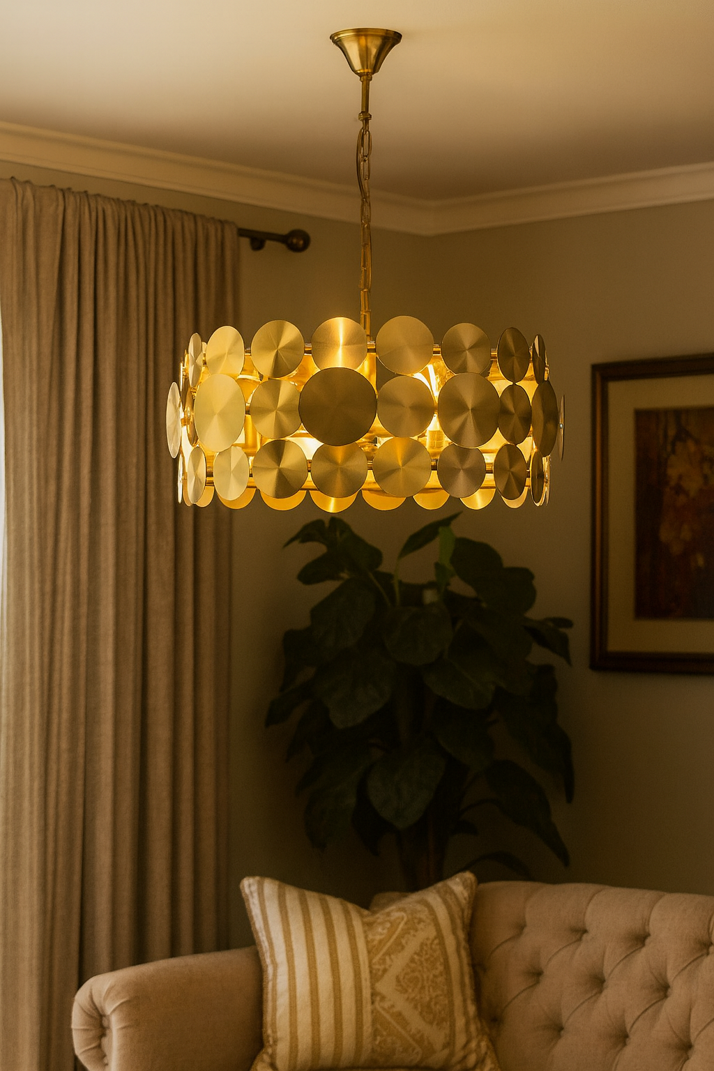 (TLD) 400 mm Golden Circular Plates Modern Chandelier