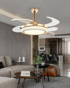 (TLD) Majestic Glow Retractable Ceiling Fan + Chandelier Light (with Remote Control)
