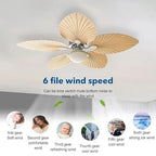 (TLD) Tropical Palm Leaf Breeze Ceiling Fan Light