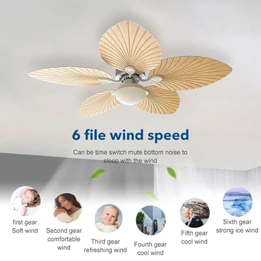 (TLD) Tropical Palm Leaf Breeze Ceiling Fan Light