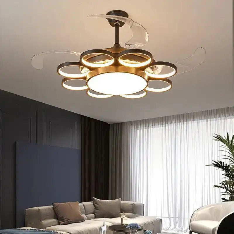 (TLD) Electa Retractable Ceiling Fan + Chandelier Light (with Remote Control)