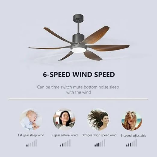 (TLD) The Zephyr Walnut 6-Blade Ceiling Fan with LED Light - 54