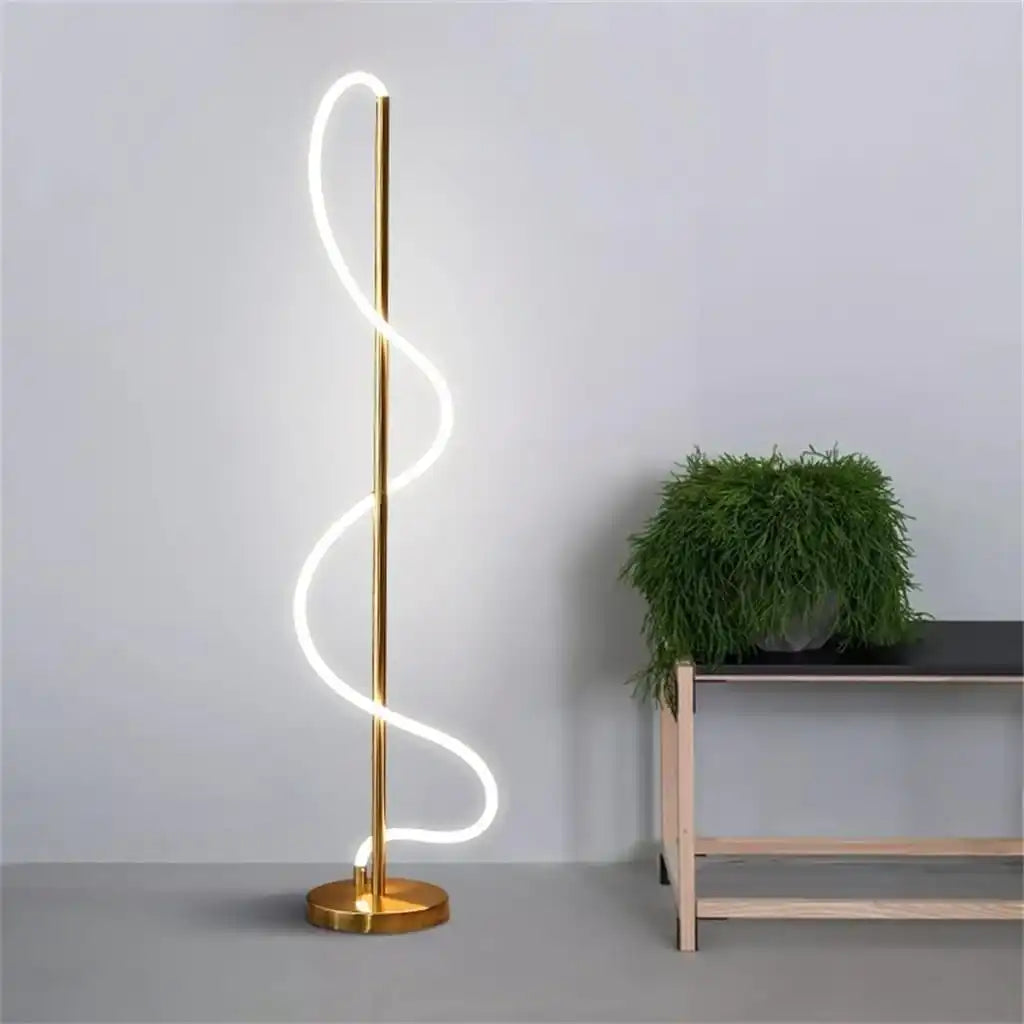 (TLD) Modern Helix LED Novelty Floor Lamp Gold Finish