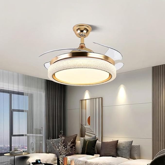 (TLD)Aura Ring LED Retractable Ceiling Fan +(with Remote Control)