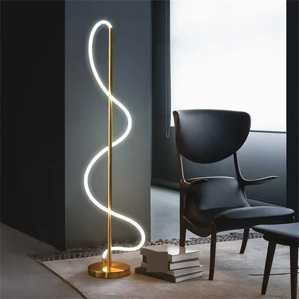 (TLD) Modern Helix LED Novelty Floor Lamp Gold Finish
