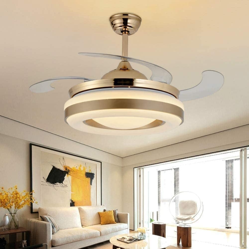 (TLD) Aura Ring LED Retractable Ceiling Fan + Chandelier Light (with Remote Control)