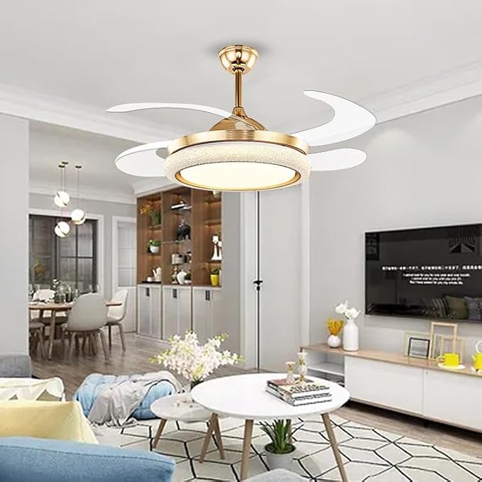 (TLD)Aura Ring LED Retractable Ceiling Fan +(with Remote Control)
