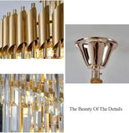 (TLD) Golden Luxury Geminus Long Crystal Chandelier