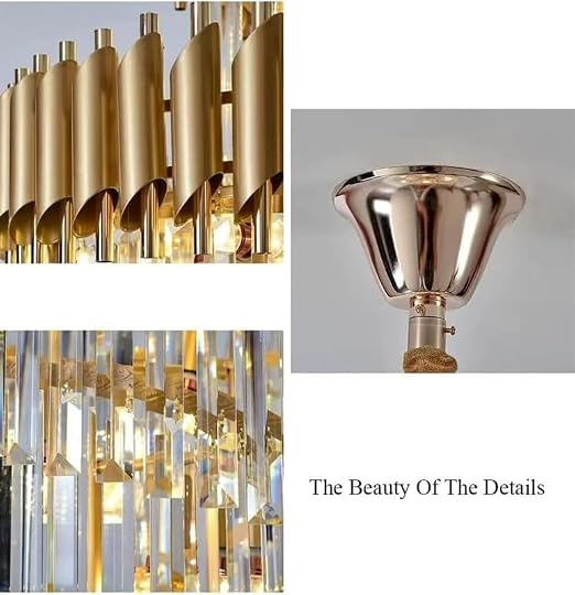(TLD) Golden Luxury Geminus Long Crystal Chandelier