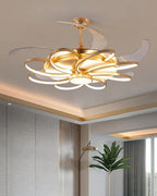 (TLD) Floraglow Retractable Ceiling Fan + Chandelier Light (with Remote Control)