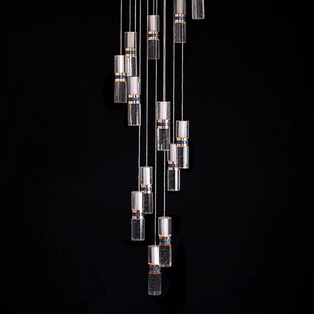 (TLD) Modern Bamboo Crystal Staircase Long Chandelier 16 lighst