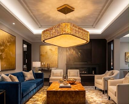 (TLD)  DIAMOND Square Crystal Halo Chandelier 500 MM
