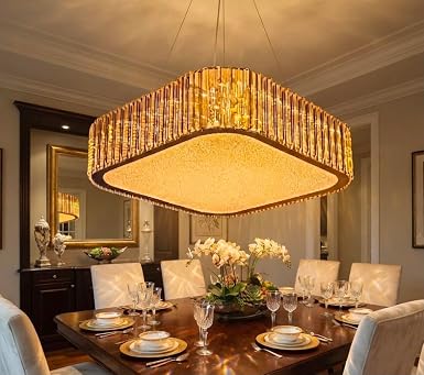 (TLD)  DIAMOND Square Crystal Halo Chandelier 500 MM