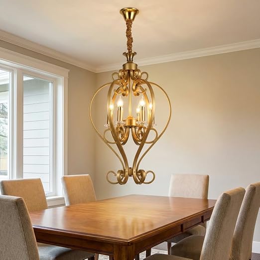 (TLD) REGAL Gold Curved Frame Chandelier