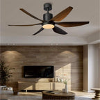 (TLD) The Zephyr Walnut 6-Blade Ceiling Fan with LED Light - 54