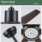 (TLD) The Zephyr Walnut 6-Blade Ceiling Fan with LED Light - 54