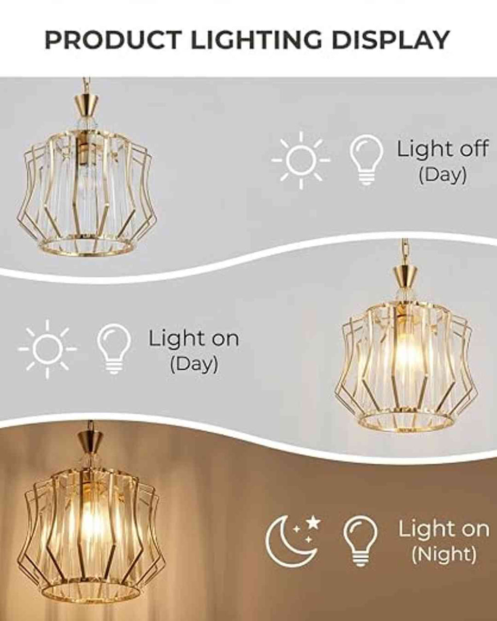 (TLD) Golden Crystel Hanging Pendant Light