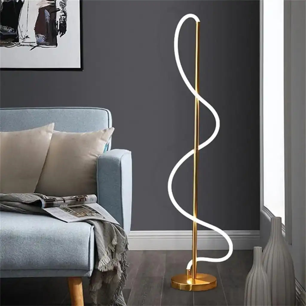 (TLD) Modern Helix LED Novelty Floor Lamp Gold Finish
