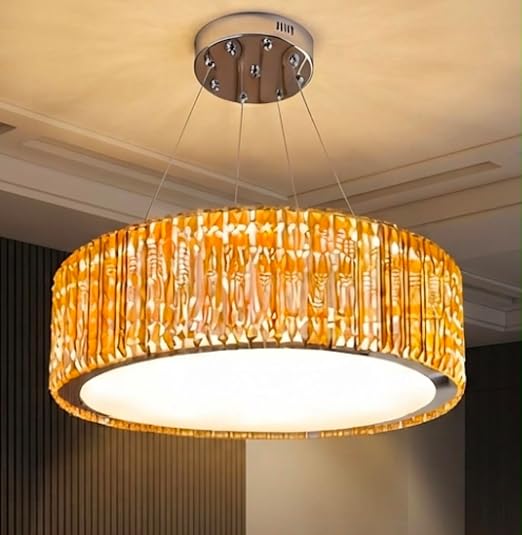 (TLD) Modern Amber Crystal Round LED Pendant Chandelier - 500 MM