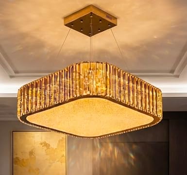 (TLD)  DIAMOND Square Crystal Halo Chandelier 500 MM