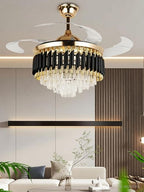 (TLD) Diamante Retractable Ceiling Fan + Chandelier Light (with Remote Control)