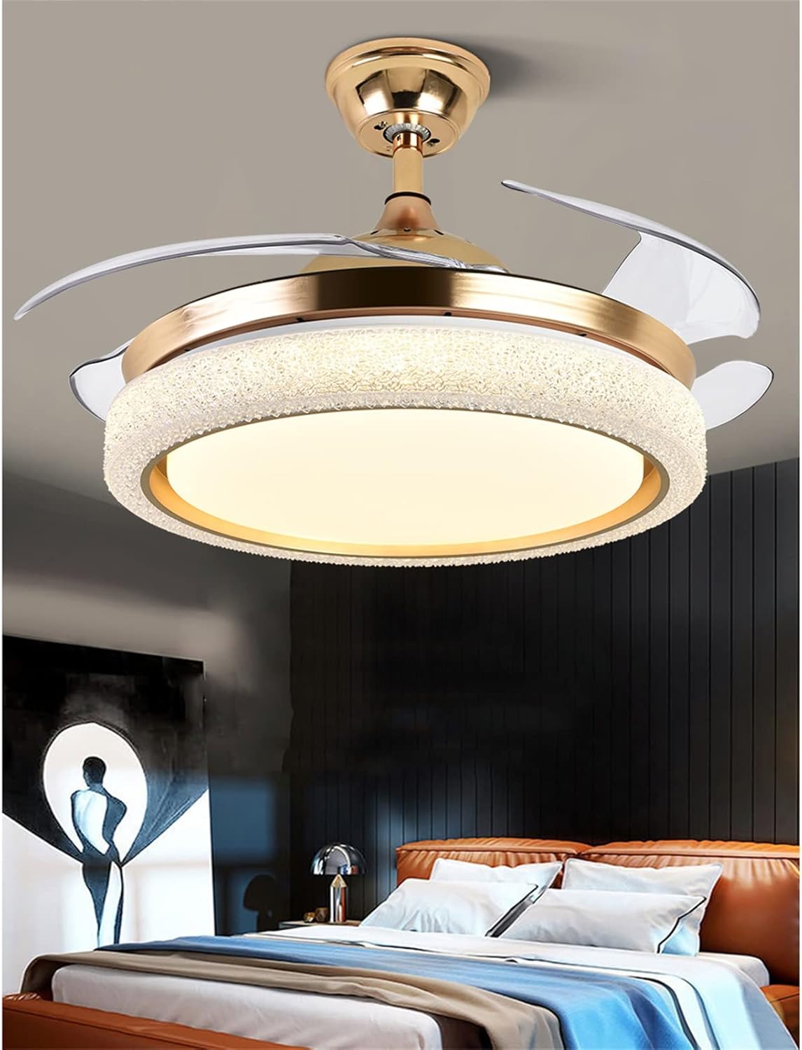 (TLD)Aura Ring LED Retractable Ceiling Fan +(with Remote Control)
