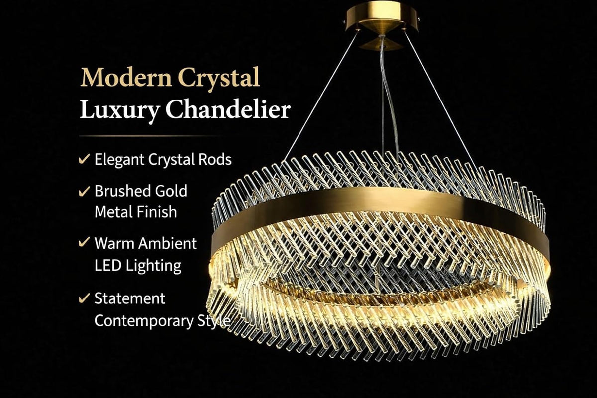 (TLD) Modern crystal ring  luxury gold chandelier - 500 MM