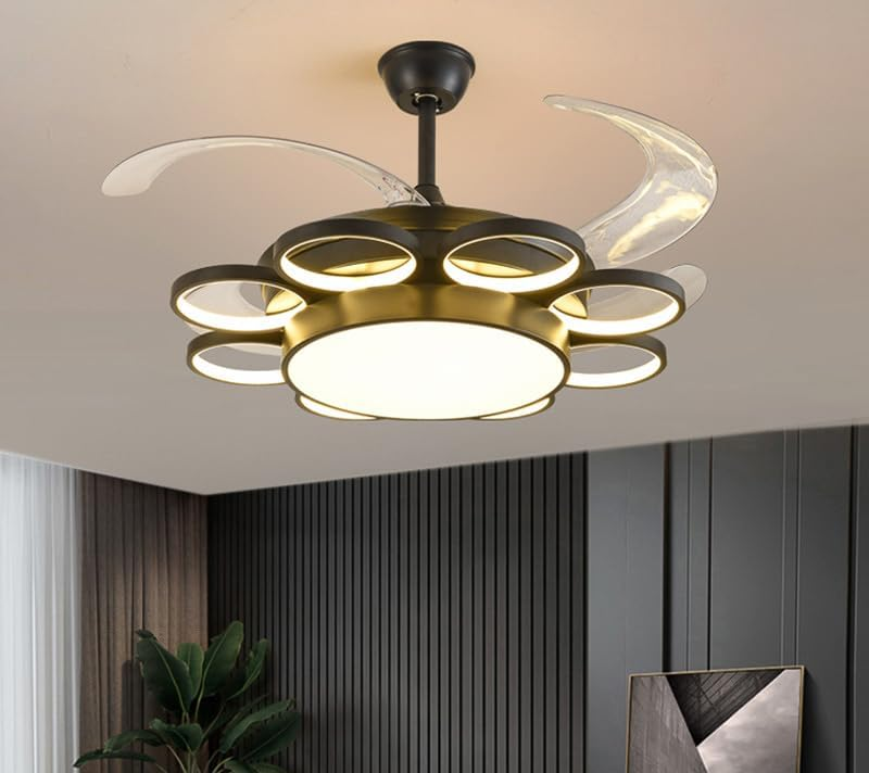 (TLD) Electa Retractable Ceiling Fan + Chandelier Light (with Remote Control)
