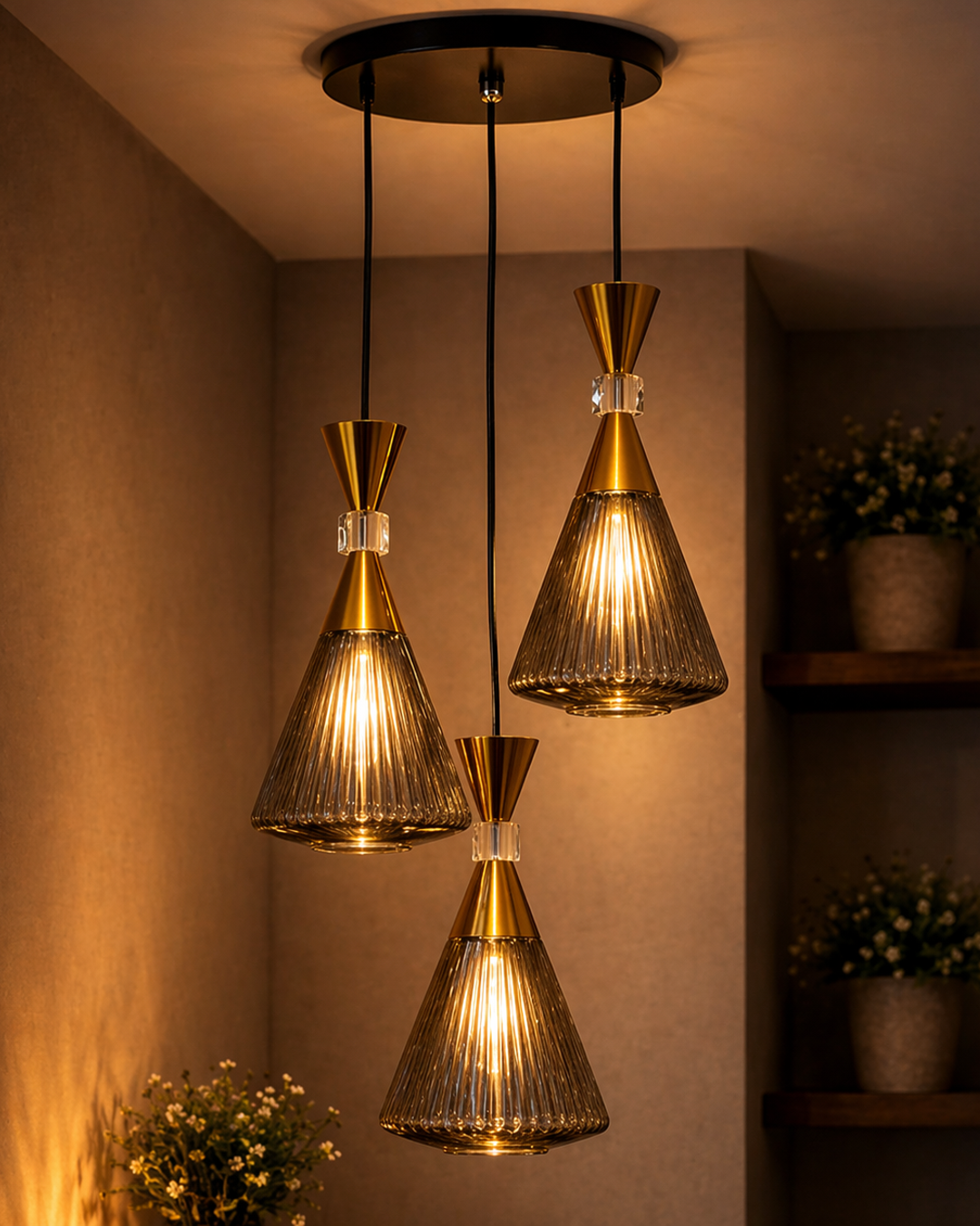 (TLD) NOIR DIAMOND - Triple Cone Cluster Pendant