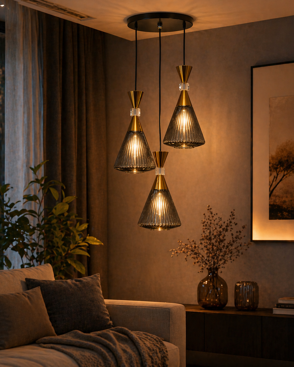 (TLD) NOIR DIAMOND - Triple Cone Cluster Pendant