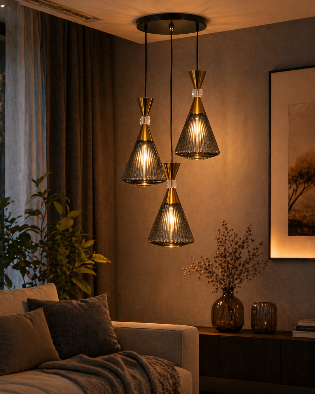 (TLD) NOIR DIAMOND - Triple Cone Cluster Pendant