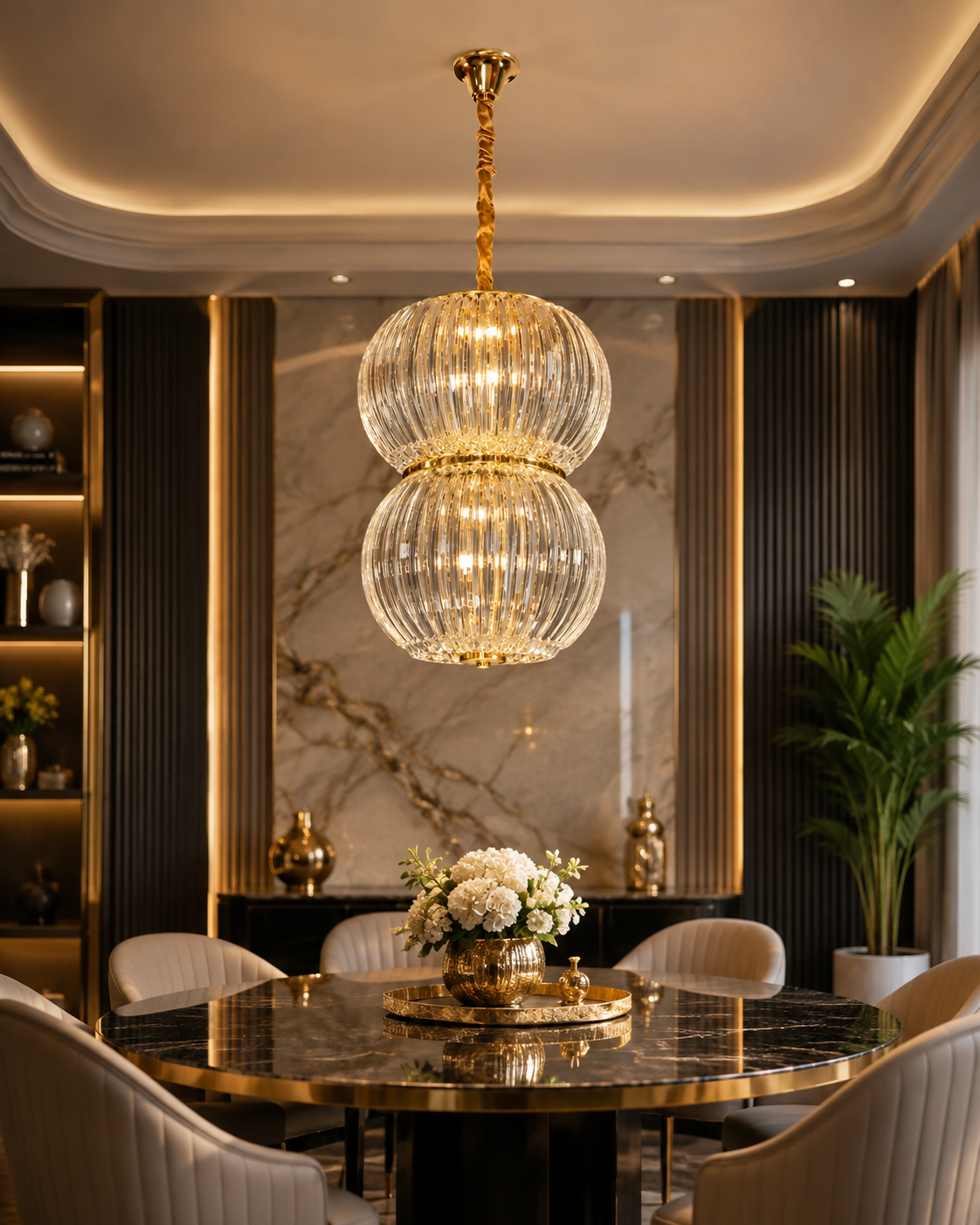 (TLD) Contemporary Double-Tier Crystal Chandelier Holder Type :- E14