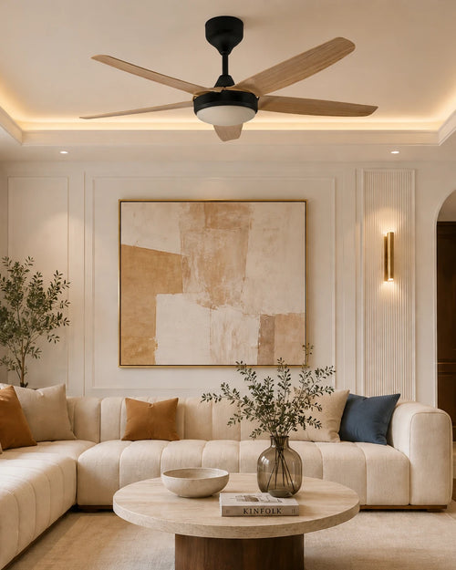 (TLD) Nordic Wood Blade Ceiling Fan Light