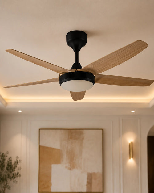 (TLD) Nordic Wood Blade Ceiling Fan Light