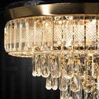 (TLD) Crystal Ring Retractable Ceiling Fan + Chandelier Light (with Remote Control)