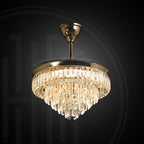 (TLD) Crystal Ring Retractable Ceiling Fan + Chandelier Light (with Remote Control)