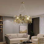 (TLD)  800 x 240 mm Metal Mess Golden Circular Modern Chandelier - Holder Type -E14