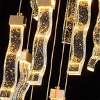 (TLD) Modern Gold Long Crystal Hanging Light Fixture 16 lights