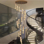 (TLD) Modern Gold Long Crystal Hanging Light Fixture 16 lights