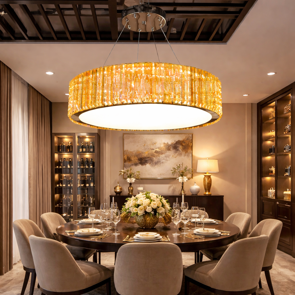 (TLD) Modern Amber Crystal Round LED Pendant Chandelier - 500 MM