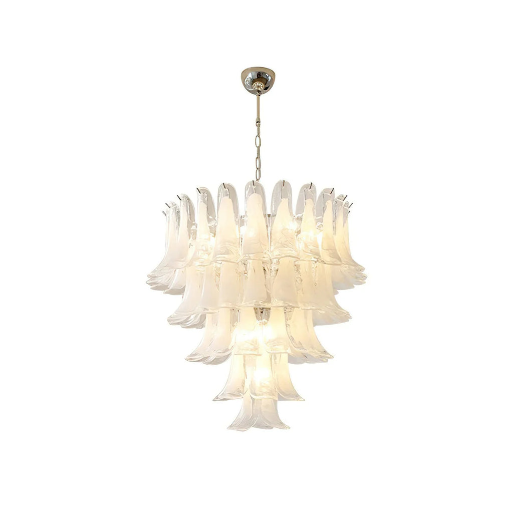 (TLD) BIANCA White Murano Petal Cascade Chandelier - 500 MM
