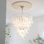 (TLD) BIANCA White Murano Petal Cascade Chandelier - 500 MM